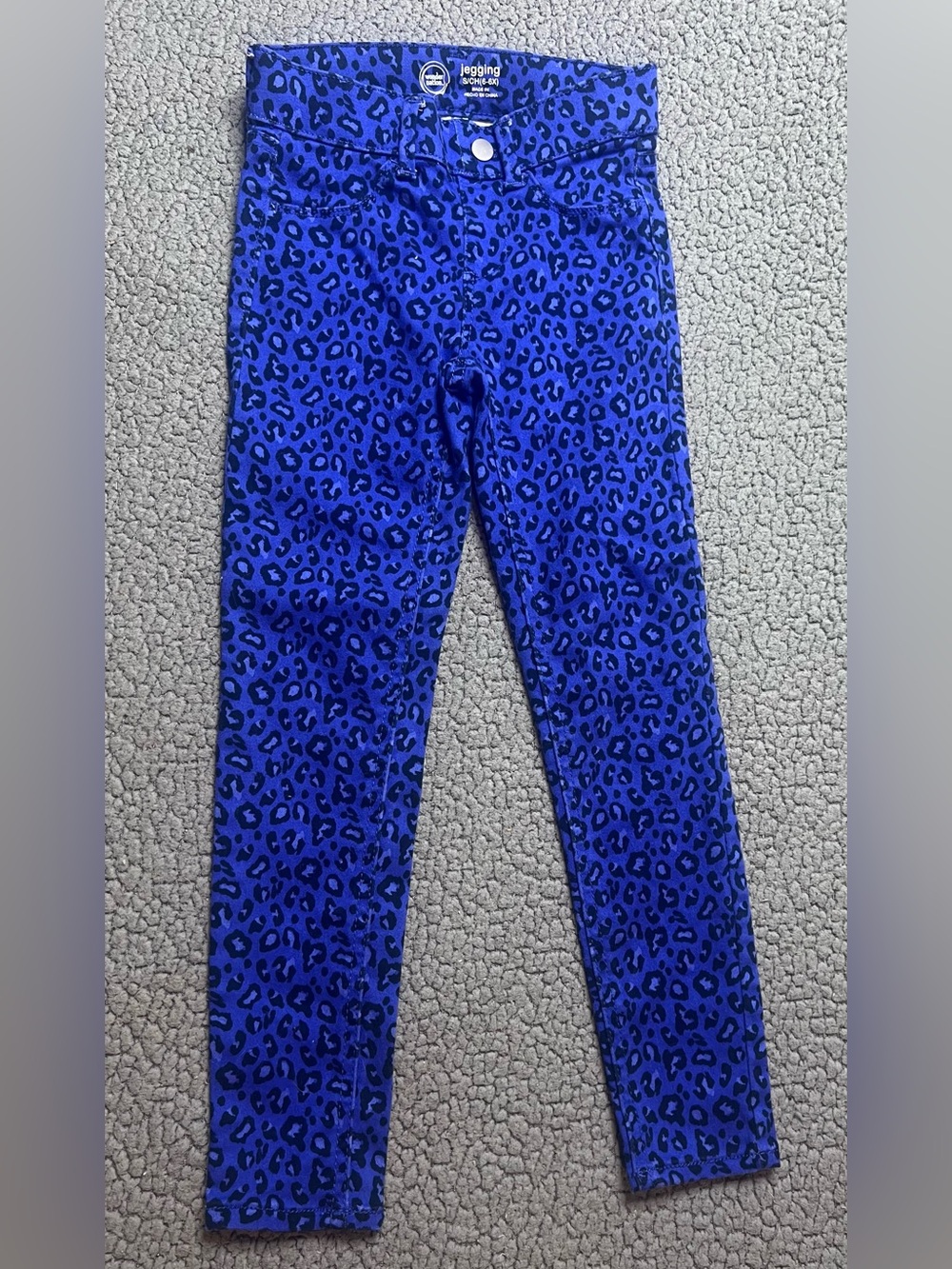 Wonder Nation Girls Blue Black Leopard Print Jegging Pants Size 6-6X
